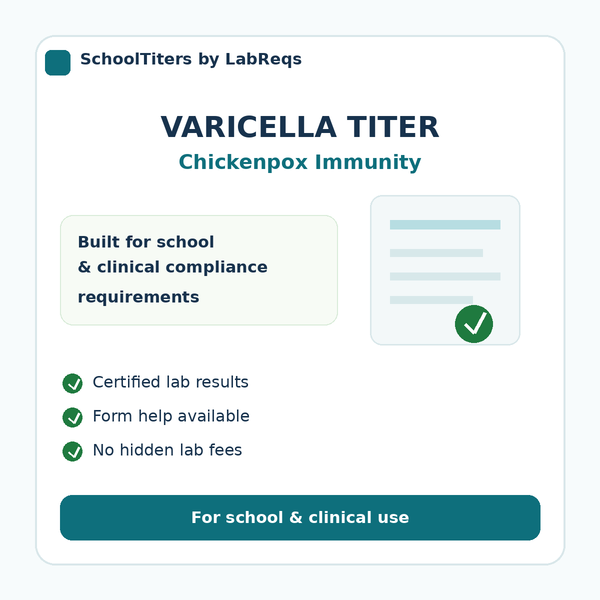 Varicella Titer Test Chicken Pox Immunity LabReqs LabReqs Com Varicella Titer Secondary 600x600 