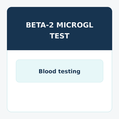Beta-2 Microglobulin urine test vial and lab report for hormone evaluation