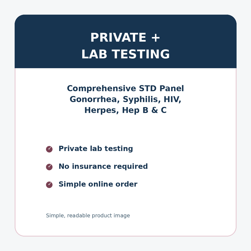 Comprehensive STD Panel Gonorrhea, Syphilis, HIV, Herpes, Hep B & C details