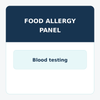 Blood test kit for Food Allergy Panel screening common IgE food allergens including milk, egg, peanut, soy, wheat, and codfish