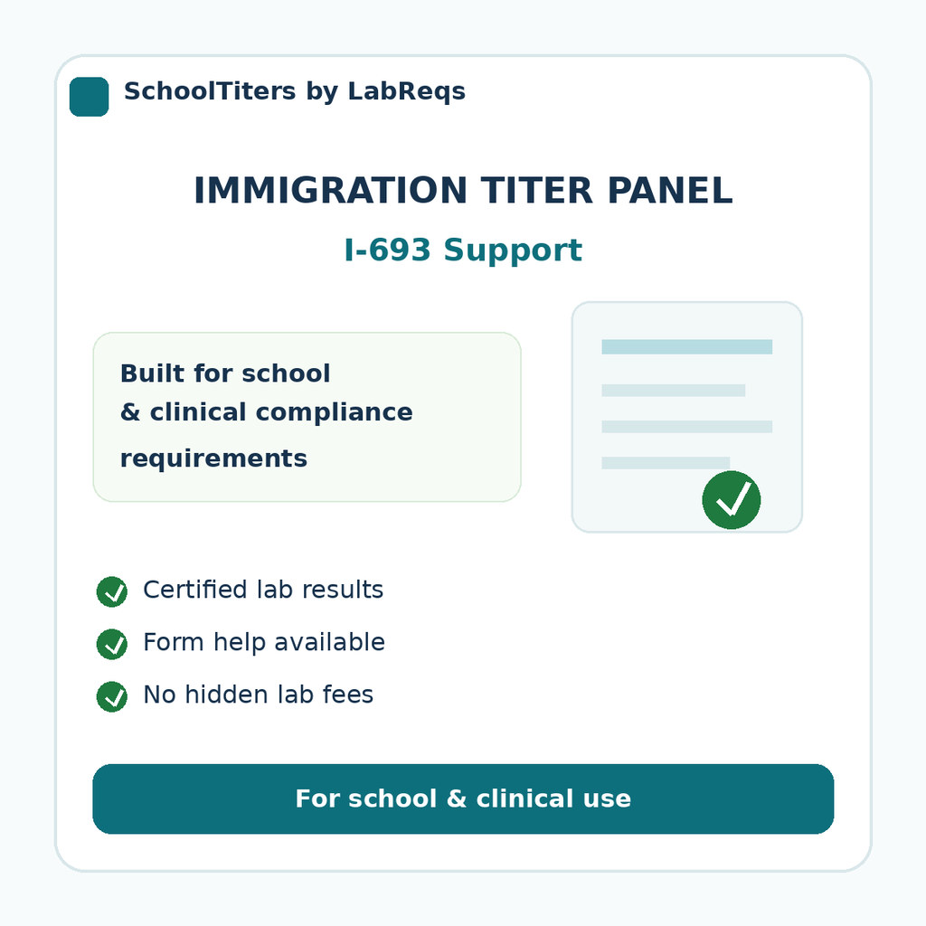 Vaccination Titer Panels for Immigration compliance details