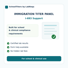 Vaccination Titer Panels for Immigration compliance details