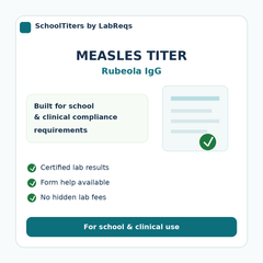 Measles (Rubeola) Titer compliance details
