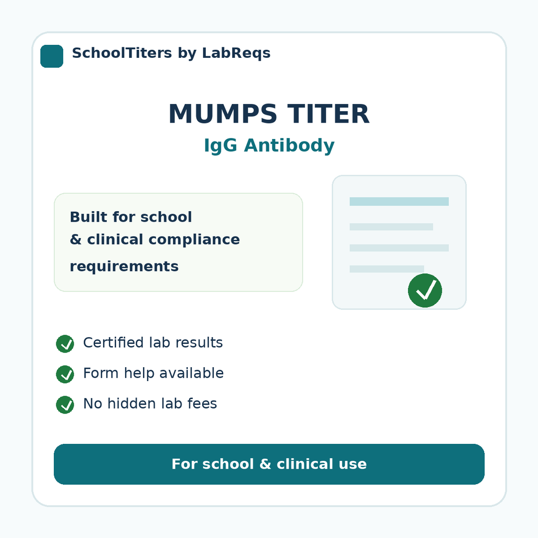 Mumps Titer Test | Immunity Verification & Clearance | SchoolTiters ...