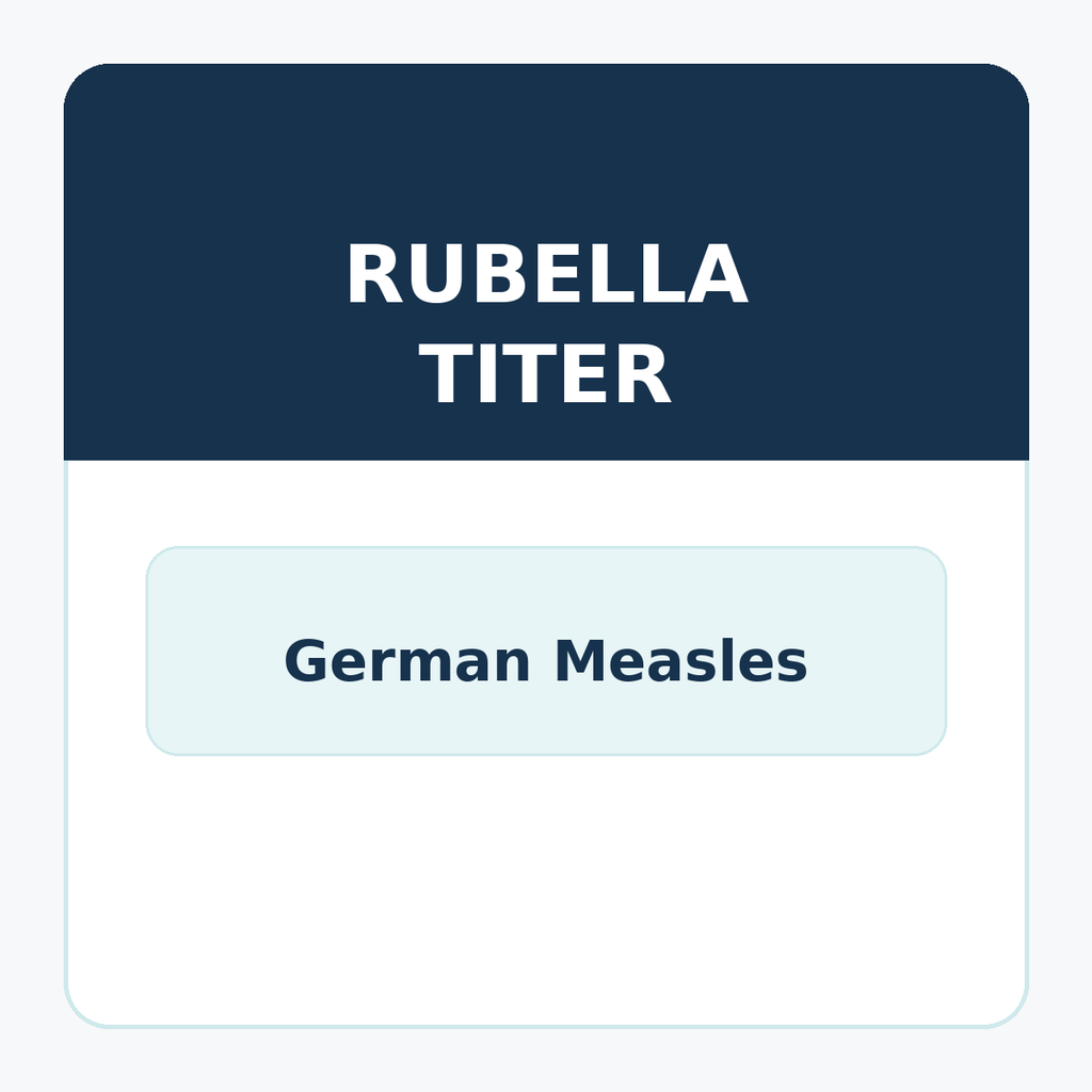 Rubella Titer test kit showing quantitative IgG antibody levels for immunity verification after vaccination or infection
