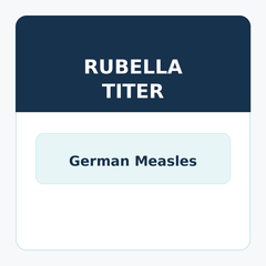 Rubella Titer test kit showing quantitative IgG antibody levels for immunity verification after vaccination or infection