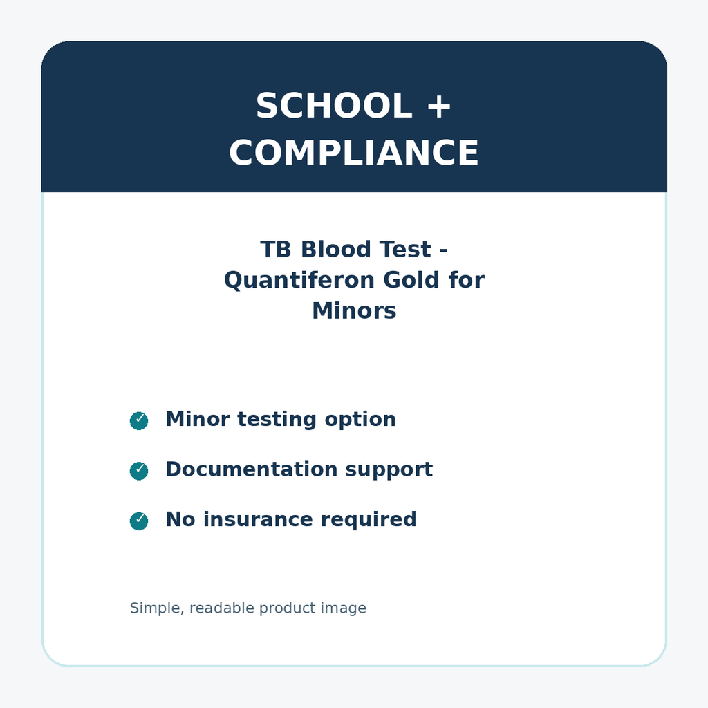 TB Blood Test - Quantiferon Gold for Minors compliance details
