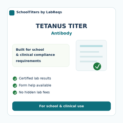 Tetanus antibody Titer compliance details