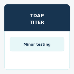 Tetanus, diphtheria, and pertussis antibody blood test kit for minors' immunity documentation