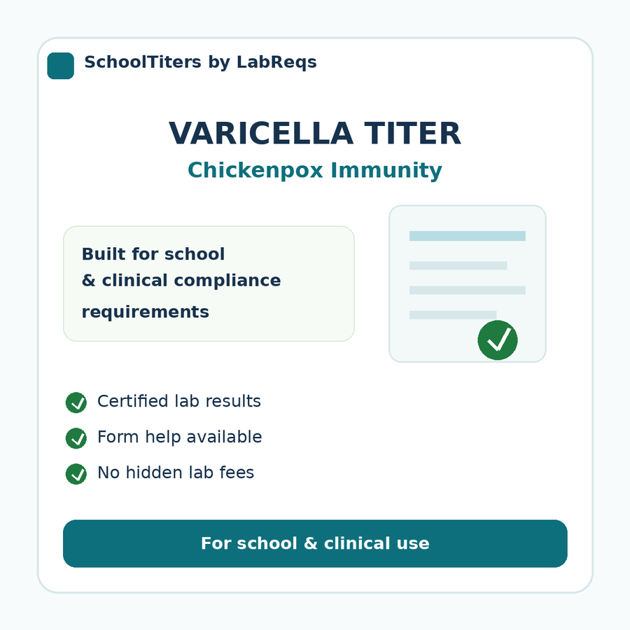 Varicella Titer Test | Chicken Pox Immunity | LabReqs – LabReqs.com